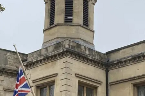 Union Flag at half-mast at The Old Town Hall