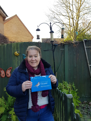 Councillor Sarah Gallagher with the RSPB Birdwatch pack