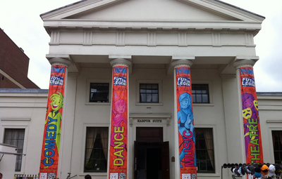 Bedfringe Banners on the Harpur Suite