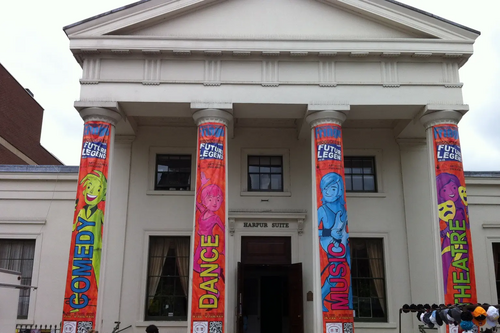 Bedfringe Banners on the Harpur Suite