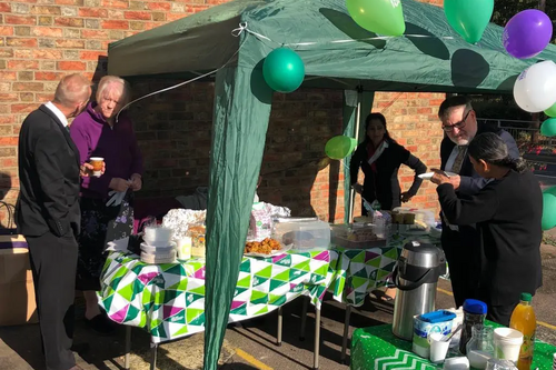 Mayor Dave Hodgson at the Macmillan Coffee Morning at Kempston Post Office