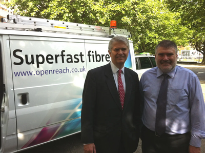 Dve Hodgson with Bill Murphy of BT following the signing of the contract to deliver the local broadband plan