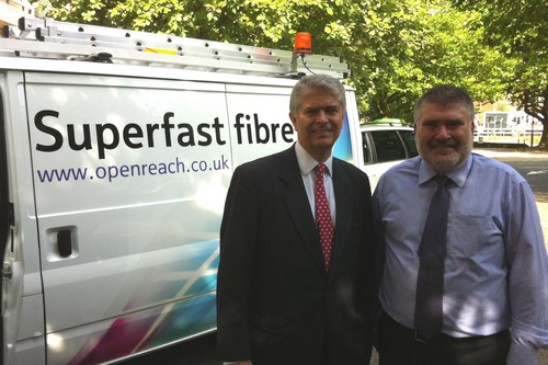 Dve Hodgson with Bill Murphy of BT following the signing of the contract to deliver the local broadband plan