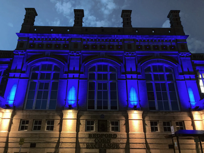 Ukraine Flag Lighting Corn Exchange