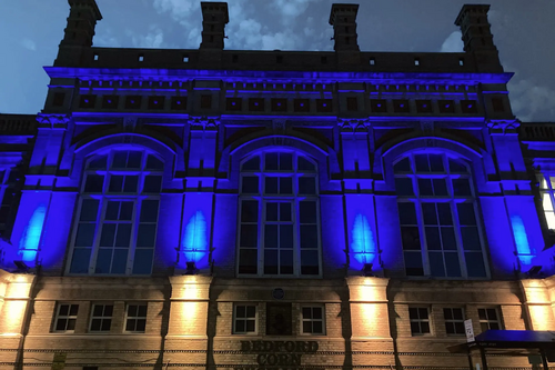 Ukraine Flag Lighting Corn Exchange