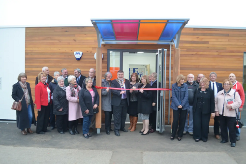 Dave Hodgson with representatives of Newnham Middle School and Former Pupils from the School's First Ever Cohort at the Opening of its new Atlas Centre