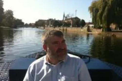 Dave Hodgson on a boat in Bedford