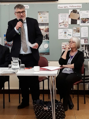 Mayor Dave Hodgson speaking at an election hustings event