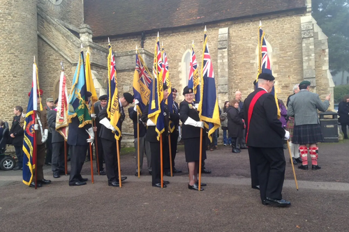 Standard Bearers at the Scots Society of St Andrew, Bedford, Remembrance Service at Bedford Cemetery