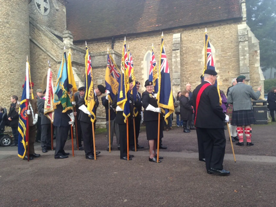 Standard Bearers at the Scots Society of St Andrew, Bedford, Remembrance Service at Bedford Cemetery