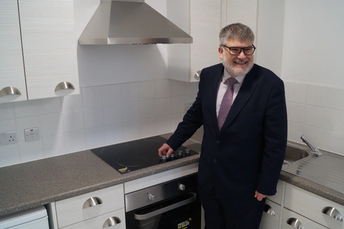 Mayor Dave Hodgson in a kitchen at Clarence House