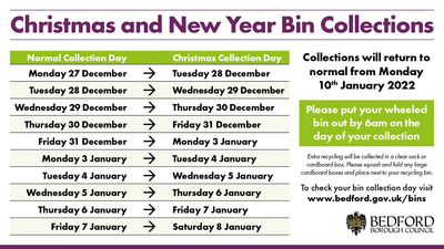 Christmas and New Year bin collections