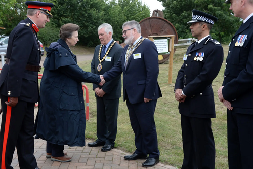 Mayor Dave Hodgson meeting Princess Anne at the Forest of Marston Vale