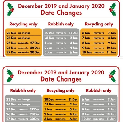 Bedford Bin Collections Christmas and New Year 2019