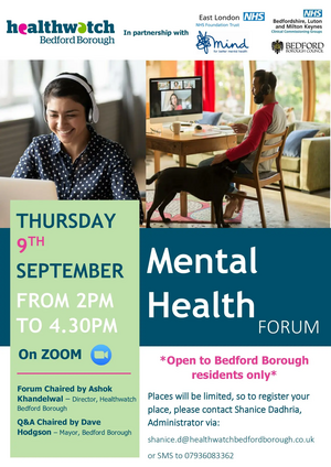 Healthwatch Bedford Borough Mental Health Forum