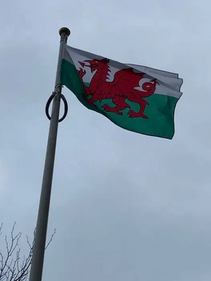 Welsh Flag flying at Bedford Borough Hall