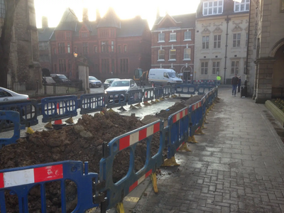 Anglian Water works in St Paul's Square, Bedford