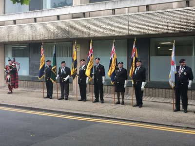 Standard Bearers at Armed Forces Day 2019 Flag Raising at Borough Hall in Bedford