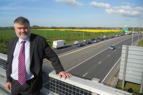 Mayor Dave Hodgson over the approach to the Black Cat Roundabout on the A421