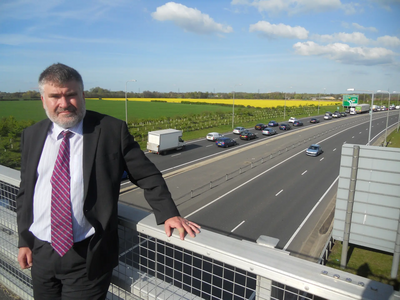 Mayor Dave Hodgson over the approach to the Black Cat Roundabout on the A421