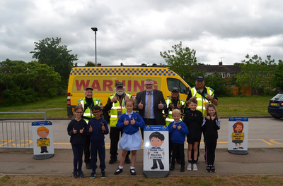 Mayor Dave with parking patrol team and Camestone students