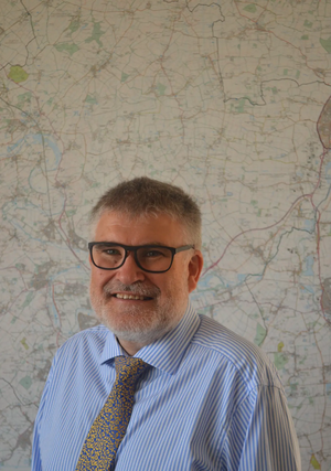 Mayor Dave Hodgson with Bedford Borough Map