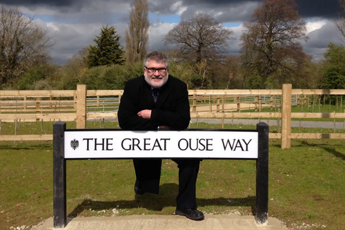 Mayor Dave Hodgson with The Great Ouse Way Road Sign