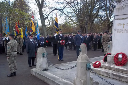 The 2014 Remembrance Service at the War Memorial on the Embankment, Bedford