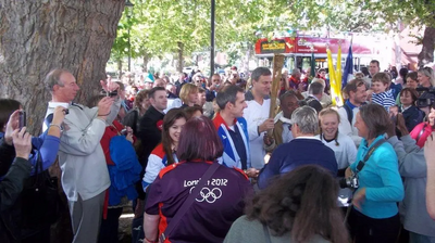 Etienne Stott Amongst the Crowds at his Homecoming Parade in Bedford