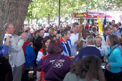 Etienne Stott Amongst the Crowds at his Homecoming Parade in Bedford