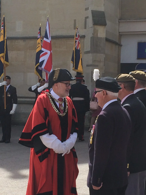 Mayor Dave Hodgson Talks to Veterans at the Armed Forces Day Parade