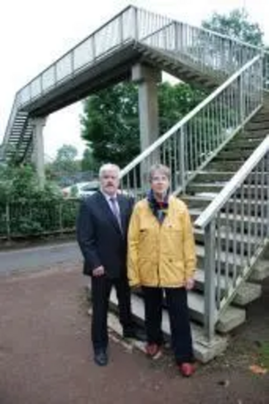 Cllr Charles Royden and Cllr Wendy Rider by Manton Lane Footbridge