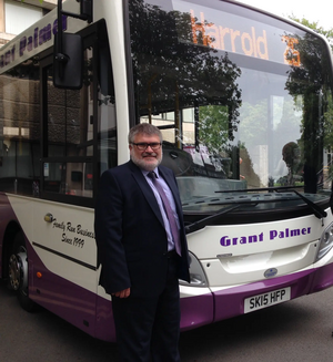 Mayor Dave Hodgson with a Grant Palmer Bus