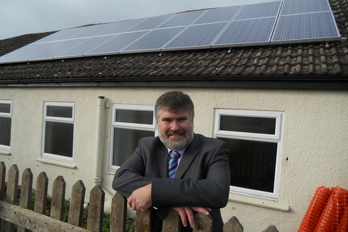 Mayor Dave Hodgson with Pavenham Solar Panels