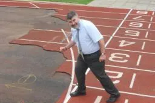 Dave Hodgson on the track at Bedford Athletics Stadium