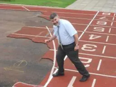 Dave Hodgson on the track at Bedford Athletics Stadium