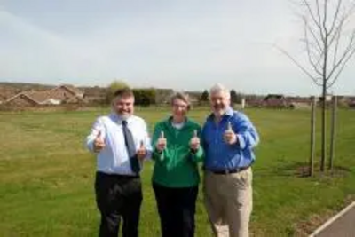 Cllrs Wendy Rider and Charles Royden with Mayor Dave Hodgson (left) at Jackman's Farm