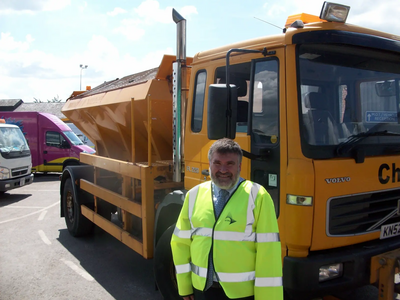 Dave Hodgson with Bedford Borough Council Gritting Lorry