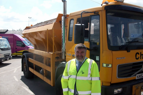 Dave Hodgson with Bedford Borough Council Gritting Lorry