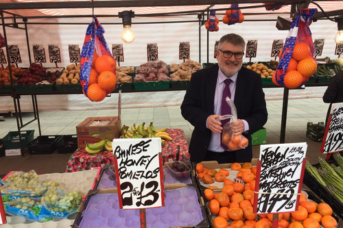 Mayor Dave Hodgson at a market stall