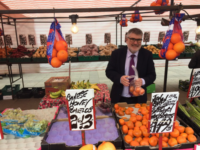 Mayor Dave Hodgson at a market stall