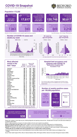 Coronavirus Snapshot week ending 25 July 2021