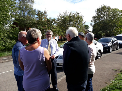 Mayor Dave Hodgson talks to residents during his summer Village Tour