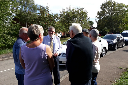 Mayor Dave Hodgson talks to residents during his summer Village Tour