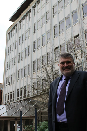 Mayor Dave Hodgson Outside Bedford Town Hall Office Block