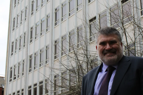 Mayor Dave Hodgson Outside Bedford Town Hall Office Block