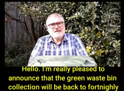 Mayor Dave Hodgson green waste collection video screenshot