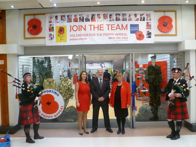 Sam Laycock, Cllr Charles Royden and Angela Parker at the Bedford Poppy Shop 2013 Opening