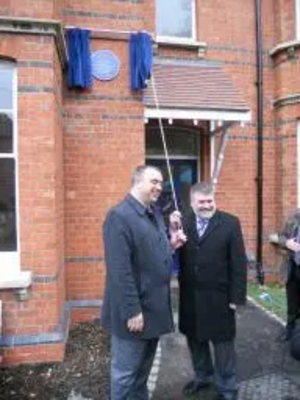 Dave Hodgson with new owner of Cherry-Garrard's House at Plaque Unveiling