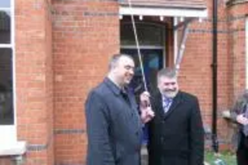 Dave Hodgson with new owner of Cherry-Garrard's House at Plaque Unveiling